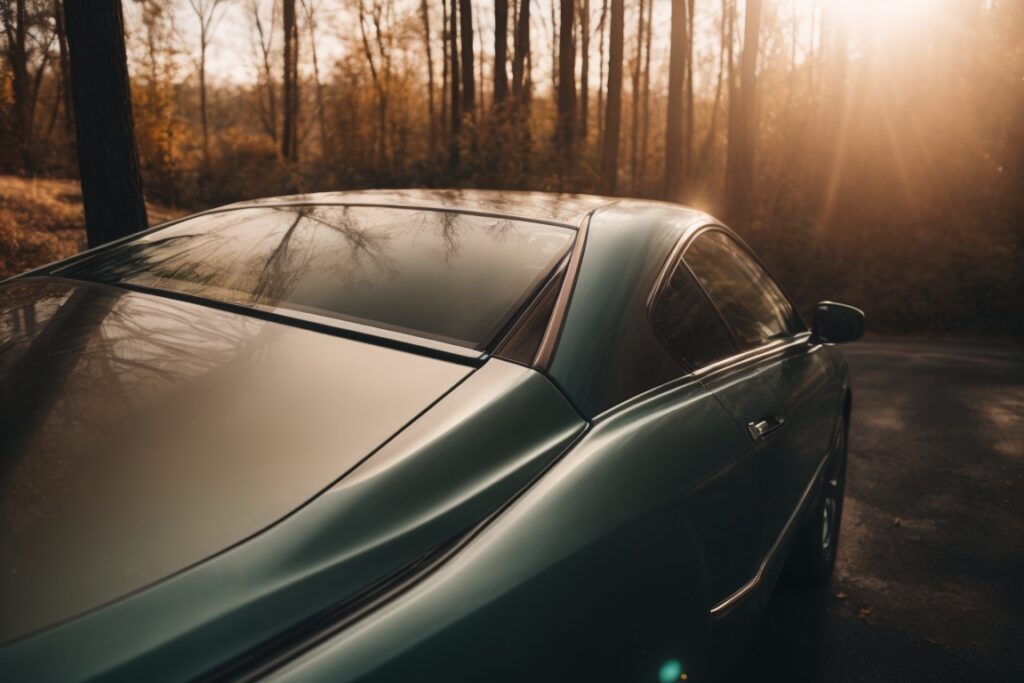 Car with legally compliant window tinting in Ohio sunlight